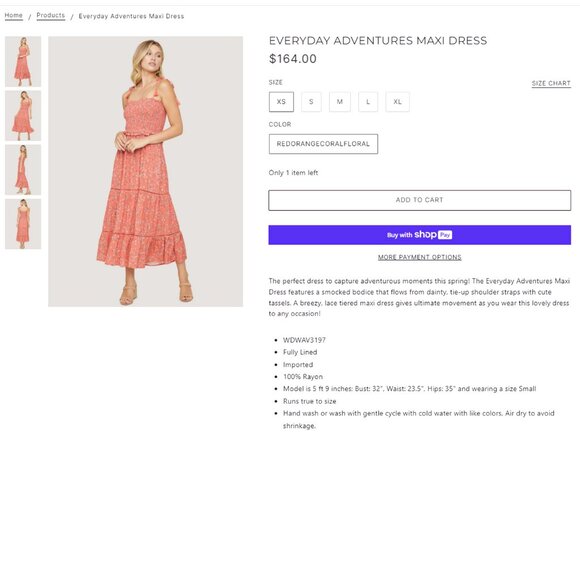 Anthropologie NEW Lost + Wander Adventures Floral Tie Shoulder Maxi Dress, Sz XS - Picture 6 of 16